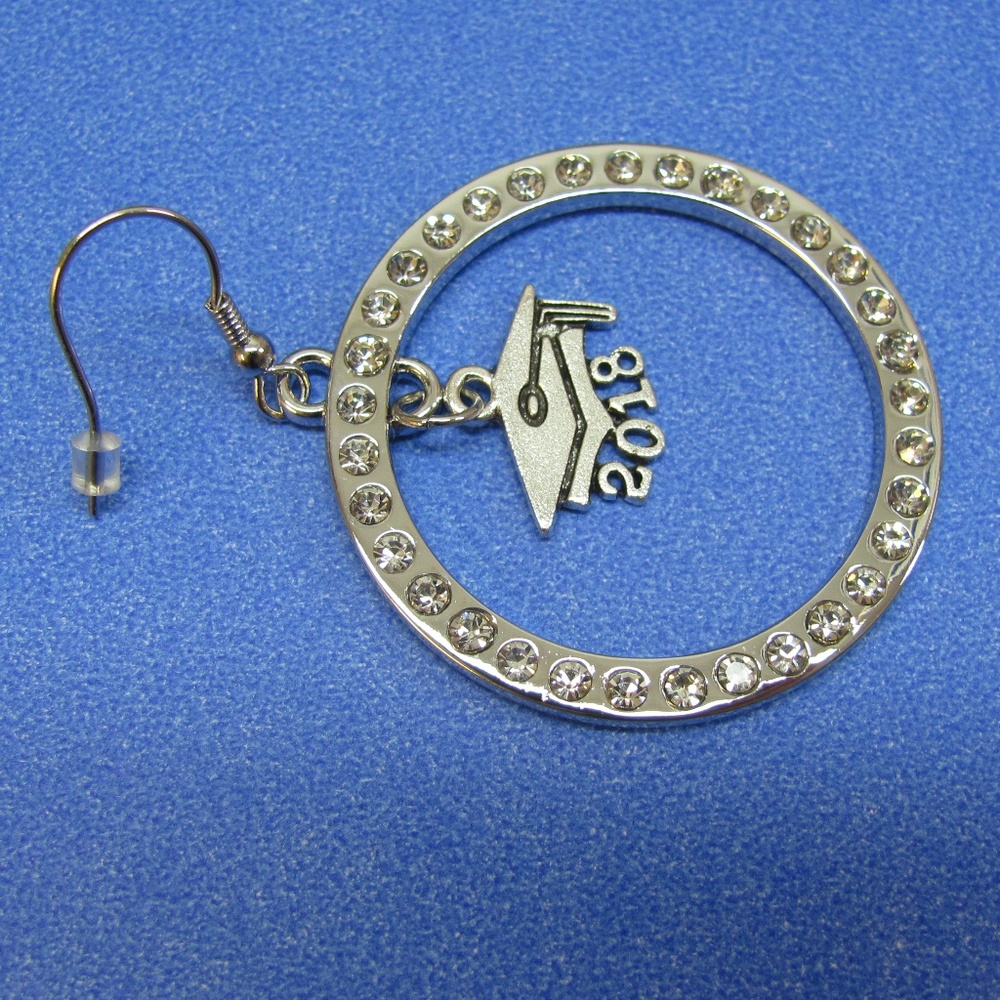 Graduation Gift Class of 2018 Earrings Platinum Pl - Picture 6 of 8